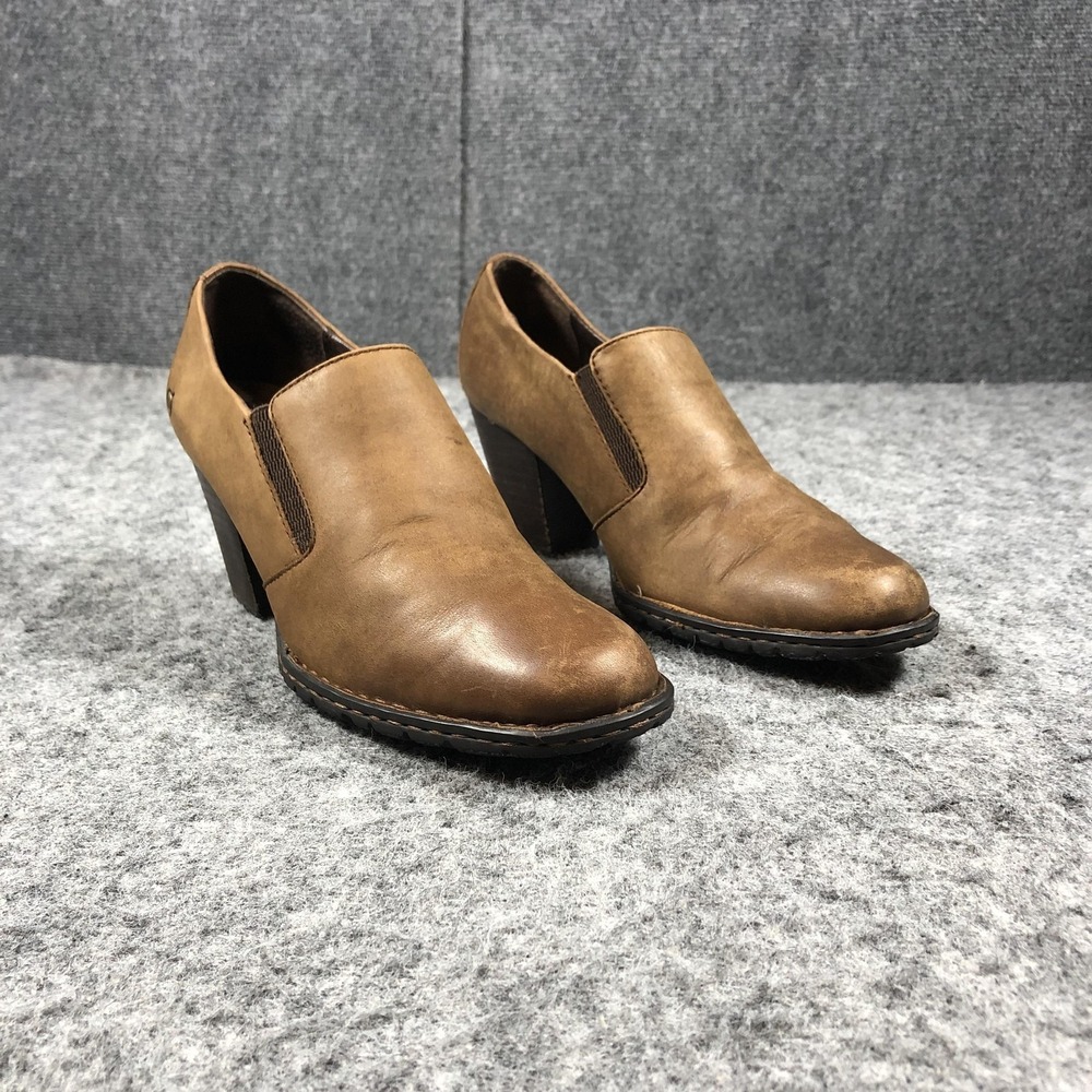 Born Comfort Pumps Womens 7.5 M Brown Leather Block Heel Slip On